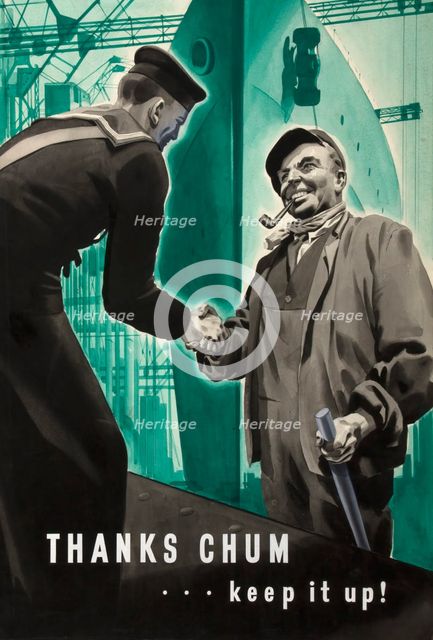 'Thanks, Chum... keep it up!', World War II poster, between 1939 and 1946. Creator: Central Office of Information.