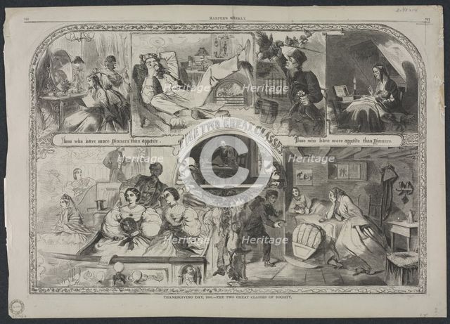 Thanksgiving Day, 1860 - The Two Great Classes of Society, 1860. Creator: Winslow Homer (American, 1836-1910).