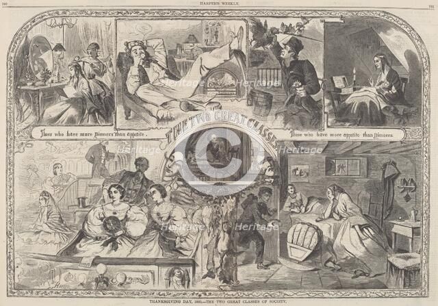 Thanksgiving Day, 1860 - The Two Great Classes of Society, published 1860. Creator: Winslow Homer.