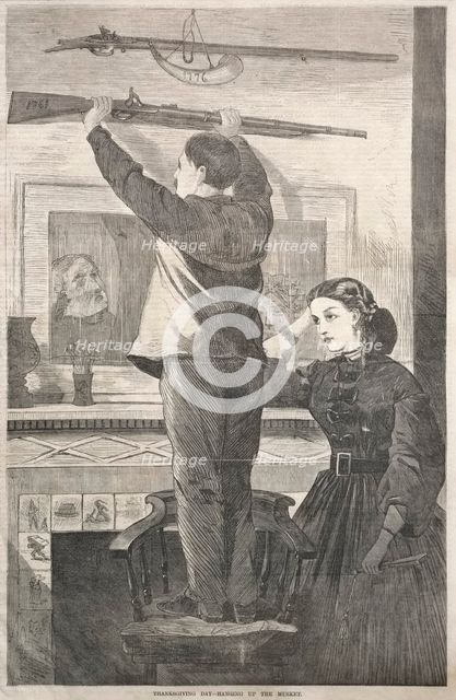 Thanksgiving Day - Hanging up the Musket, 1865. Creator: Winslow Homer (American, 1836-1910).