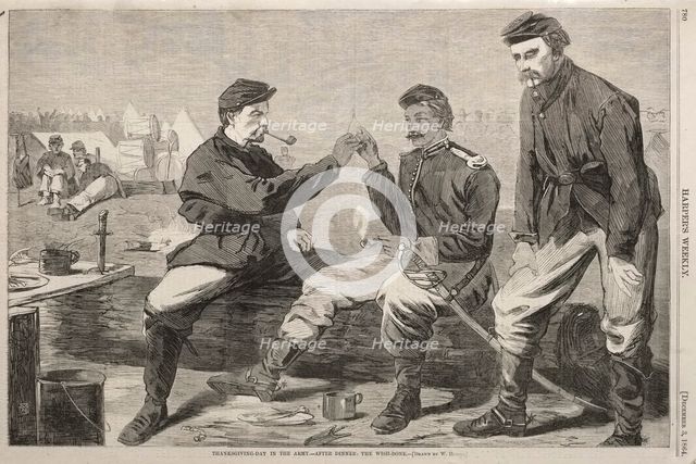 Thanksgiving Day in the Army - After Dinner: The Wish-Bone, 1864. Creator: Winslow Homer (American, 1836-1910).