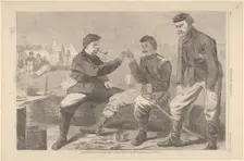 Thanksgiving Day in the Army - After Dinner: The Wish-Bone (Harper's Weekly, V..., December 3, 1864. Creator: Unknown
