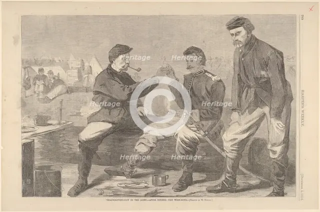 Thanksgiving Day in the Army - After Dinner: The Wish-Bone (Harper's Weekly, V..., December 3, 1864. Creator: Unknown.