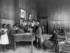 Thanksgiving Day lesson at Whittier, 1899 or 1900. Creator: Frances Benjamin Johnston