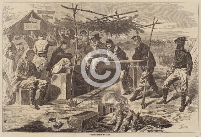 Thanksgiving in Camp, published 1862. Creator: Winslow Homer.