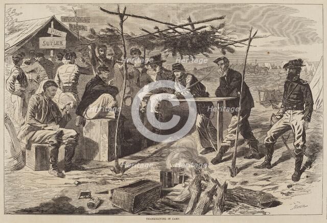 Thanksgiving in Camp, published 1862. Creator: Winslow Homer.