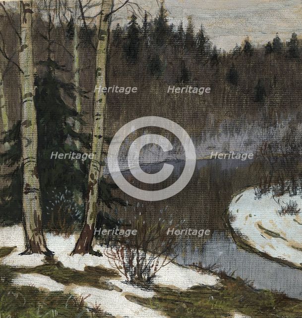 Thawed Patches in the Taiga near Krasnoyarsk. Early Spring, 1904. Creator: Boris Vasilievich Smirnov.