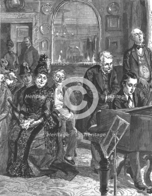 ''That Unfortunate Marriage, by Francis Eleanor Trollope, at the piano sat a smooth faced young gent Creator: Sydney Prior Hall.