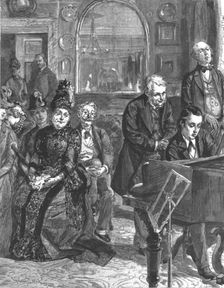 'That Unfortunate Marriage, by Francis Eleanor Trollope, at the piano sat a smooth faced young gent Creator: Sydney Prior Hall