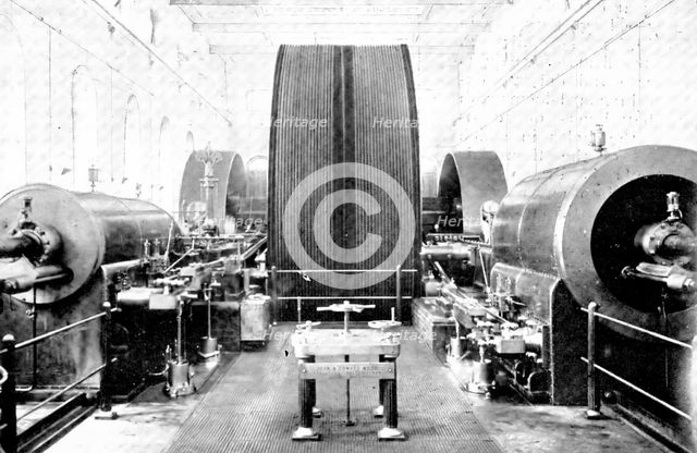 That which "makes the wheels go round": a large engine in an Indian jute-factory, 1909. Creator: Unknown.