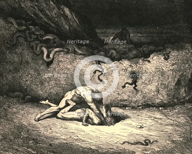 'That sprite of air is Schicchi; in like mood of random mischief vents he still his spite', c1890.  Creator: Gustave Doré.