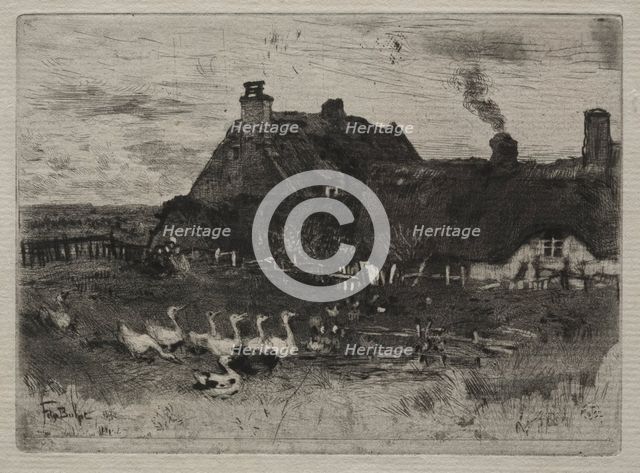 Thatched Cottages, 1878. Creator: Félix Hilaire Buhot (French, 1847-1898).