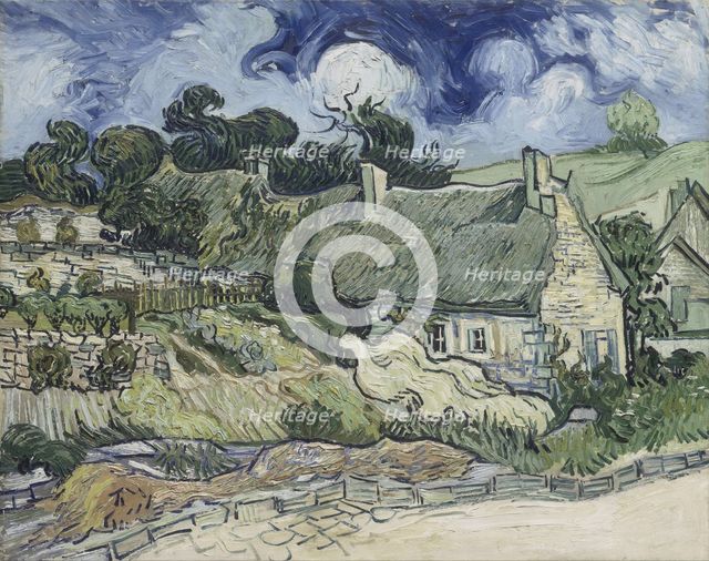 Thatched Cottages at Cordeville, 1890. Artist: Gogh, Vincent, van (1853-1890)