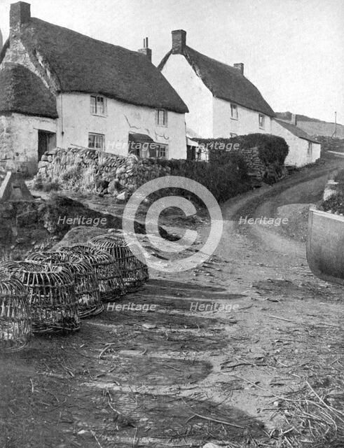 Thatched cottages in Cadgwith, Cornwall, 1924-1926. Artist: Underwood