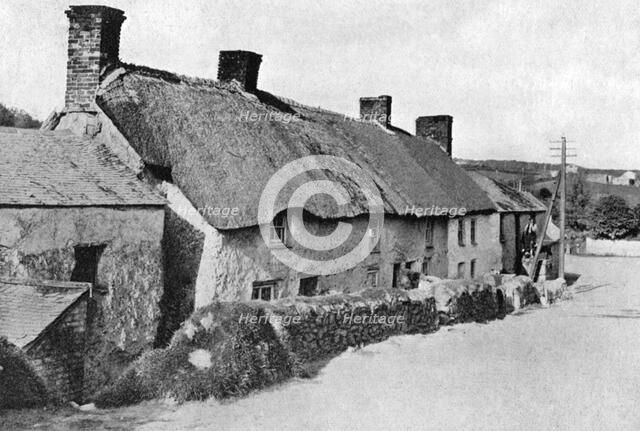 Thatched cottages near Camborne, Cornwall, 1924-1926.Artist: HJ Smith