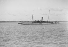 The 142 ton steam yacht Sapphire at anchor, 1913. Creator: Kirk & Sons of Cowes
