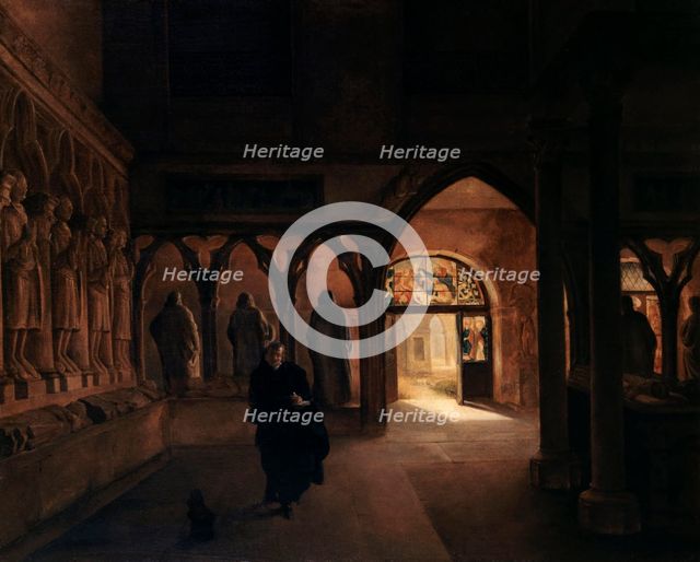 The 14th century sculptures room at the Museum of French Monuments, 1817. Creator: Charles-Marie Bouton.