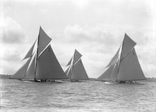 The 15-metre Ostaria Hispania and Sophie Elizabeth racing upwind, 1911. Creator: Kirk & Sons of Cowes