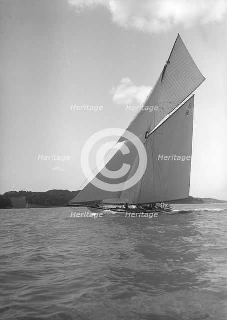 The 15 Metre cutter 'Paula II' close-hauled, 1911. Creator: Kirk & Sons of Cowes.