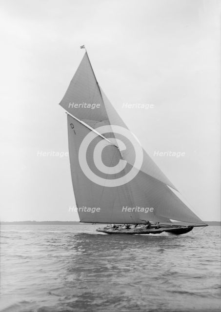 The 15 Metre class 'Pamela' sailing close-hauled, 1913. Creator: Kirk & Sons of Cowes.