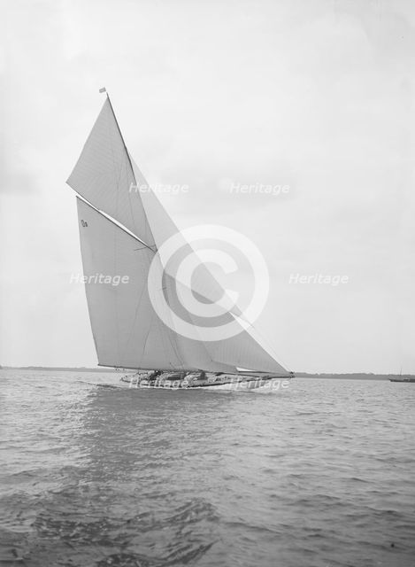 The 15 Metre class sailing yacht 'Paula III', 1913. Creator: Kirk & Sons of Cowes.