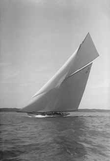 The 15 Metre class sailing yacht Tuiga 1911. Creator: Kirk & Sons of Cowes