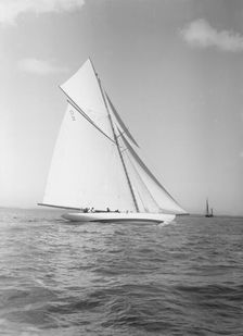 The 15 Metre sailing yacht Jeano 1911. Creator: Kirk & Sons of Cowes