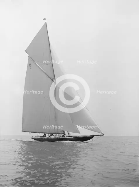 The 15 Metre sailing yacht 'Pamela' sailing close-hauled, 1913. Creator: Kirk & Sons of Cowes.