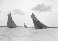 The 15-metre Vanity The Lady Anne & Ostara sailing close-hauled, 1914. Creator: Kirk & Sons of Cowes