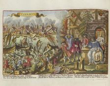 The 1755 Lisbon earthquake. From the "Augsburgische Sammlung" by J. M. Roth, 1756. Creator: Anonymous
