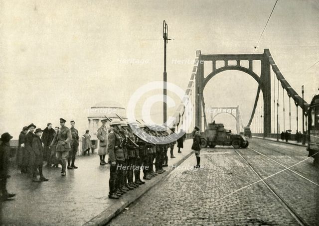 'The 18th Hussars Guarding a Bridge on the Rhine at Cologne', (1919). Creator: Unknown.