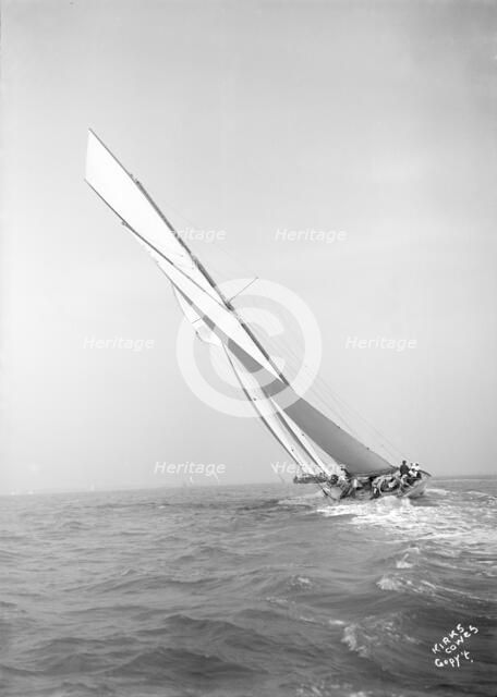 The 19-metre 'Norada' sailing close-hauled, 1911. Creator: Kirk & Sons of Cowes.