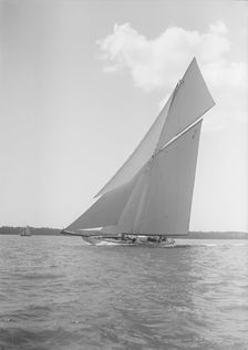 The 19-metre cutter Norada sailing close-hauled, 1911. Creator: Kirk & Sons of Cowes