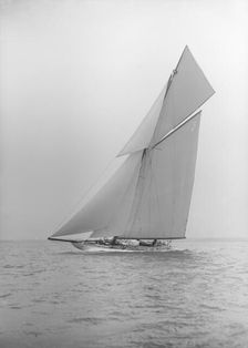 The 19-metre cutter Norada sailing close-hauled, 1913. Creator: Kirk & Sons of Cowes