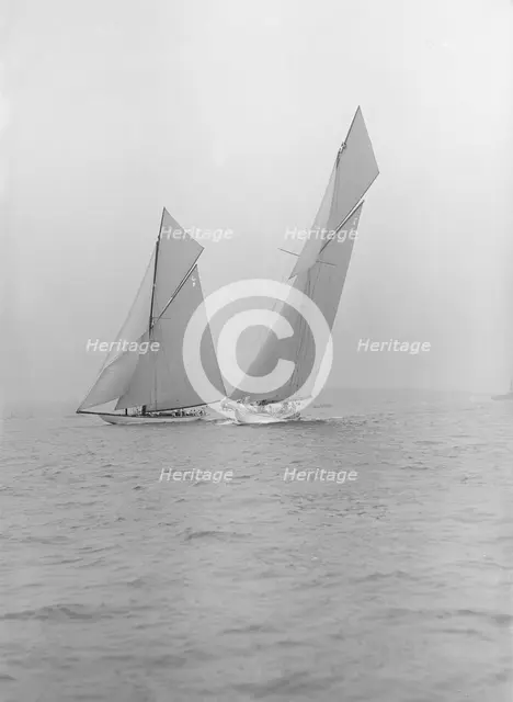 The 19-metre class 'Norada' & 'Mariquita', 1913. Creator: Kirk & Sons of Cowes.