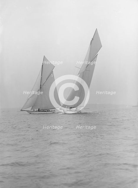 The 19-metre class 'Norada' & 'Mariquita', 1913. Creator: Kirk & Sons of Cowes.