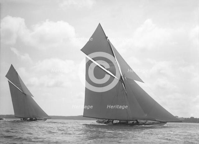 The 19-metre class 'Octavia' (C2) & 'Mariquita' racing close-hauled. Creator: Kirk & Sons of Cowes.