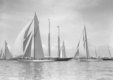 The 19-metres class Octavia Norada Corona & Mariquita racing at Cowes, 1911. Creator: Kirk & Sons of Cowes