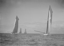 The 19-metres class Octavia Norada Corona & Mariquita racing at Cowes, 1911. Creator: Kirk & Sons of Cowes