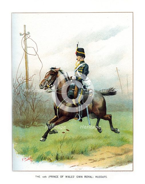 'The 10th (Prince of Wales' Own Royal) Hussars', c1890.Artist: Geoffrey Douglas Giles