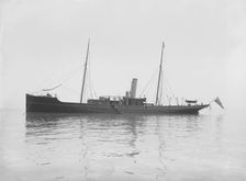 The 116 ton steam yacht Athena at anchor, 1911. Creator: Kirk & Sons of Cowes