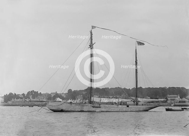 The 118 foot ketch 'Fidra' at anchor, 1922. Creator: Kirk & Sons of Cowes.
