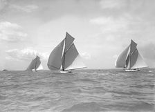 The 12 Metre class Alachie Cintra and Ierne racing at Cowes, 1911. Creator: Kirk & Sons of Cowes