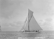The 12 Metre gaff rigged Cyra 1922. Creator: Kirk & Sons of Cowes