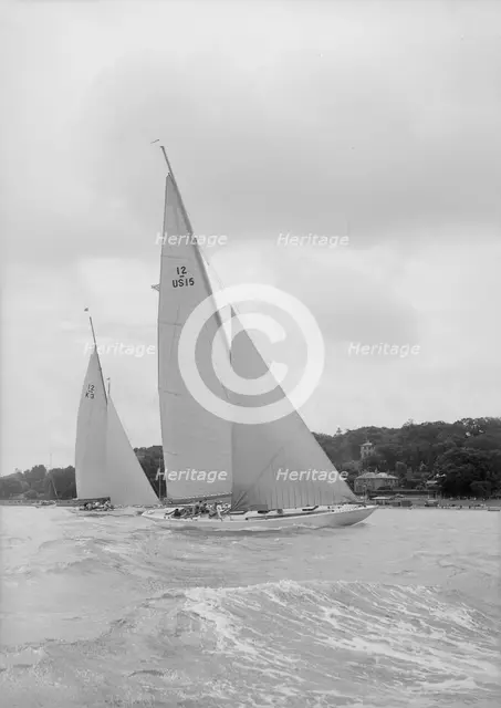 The 12 Metre racing yachts 'Vim' and 'Tomahawk', 1939. Creator: Kirk & Sons of Cowes.