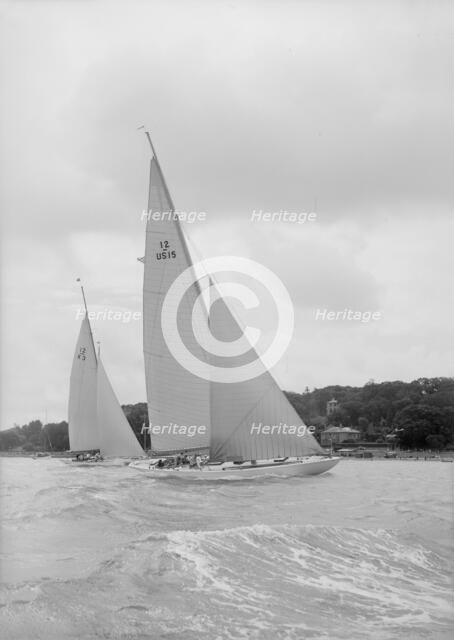 The 12 Metre racing yachts 'Vim' and 'Tomahawk', 1939. Creator: Kirk & Sons of Cowes.