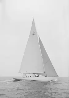 The 12 Metre Vim sailing close-hauled, 1939. Creator: Kirk & Sons of Cowes