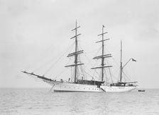 The 135 ft barque sailing ship Modwena 1911. Creator: Kirk & Sons of Cowes