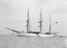 The 135 ft barque sailing ship Modwena 1913. Creator: Kirk & Sons of Cowes