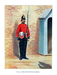 The 25th King's Own Scottish Borderers c1890.Artist: Geoffrey Douglas Giles